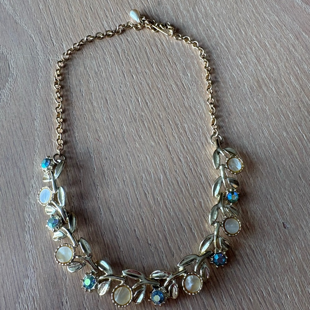 Lalitha Jewellery Elegant Gold Floral Necklace with Blue Accents